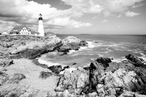 PORTLAND HEAD LIGHT PORTLAND MAINE BLACK AND WHITE